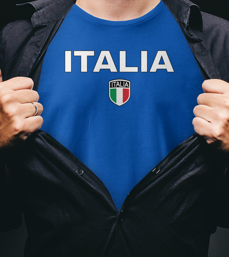 Rubi Rose Wearing Italia Italy Football Crest Blue T-Shirt