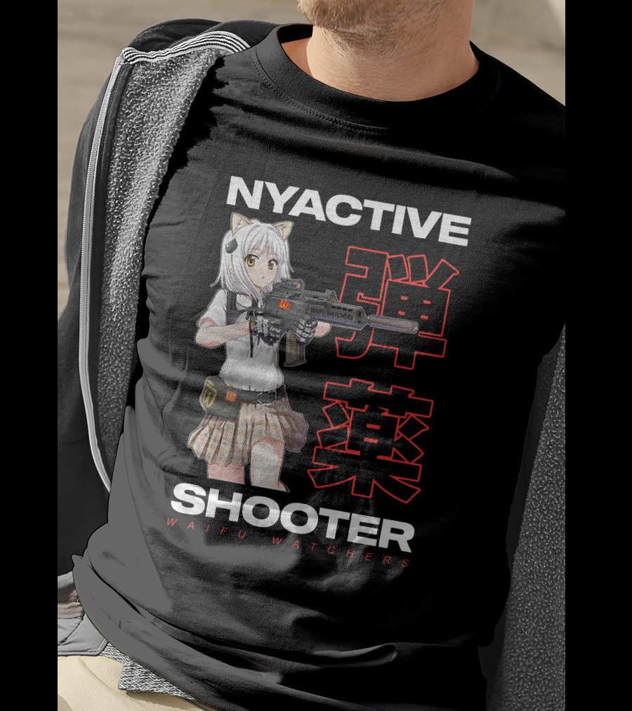 NYACTIVE Shooter Waifu Watchers Anime T-Shirt