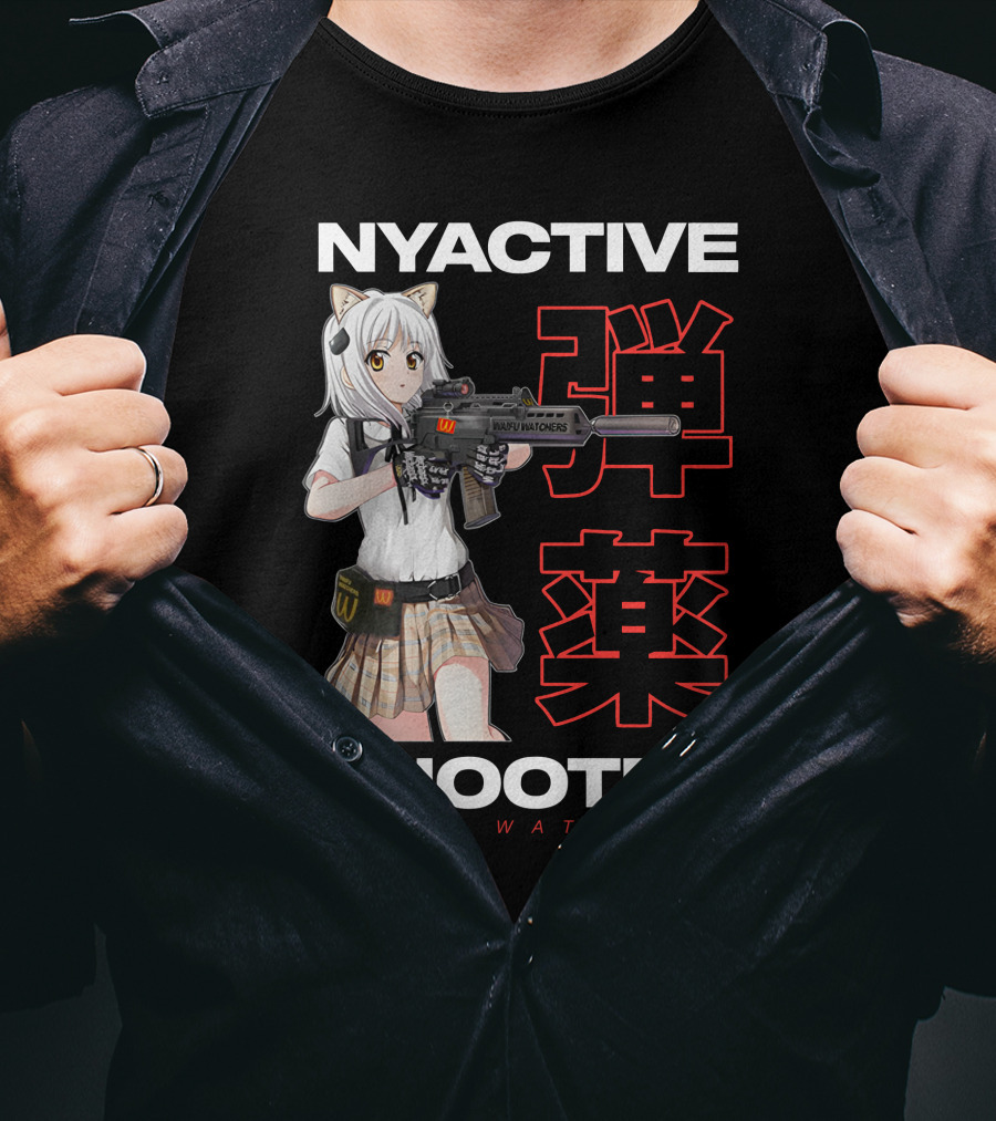 NYACTIVE Shooter Waifu Watchers Anime T-Shirt