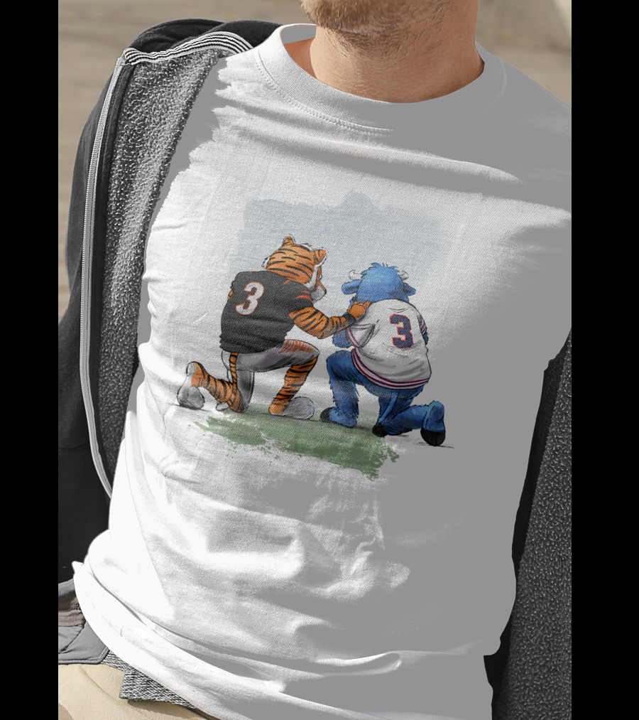 Dey Pray Together Kevin Necessary Cincinnati Bengals Buffalo Bills Mascots Number 3 T-Shirt