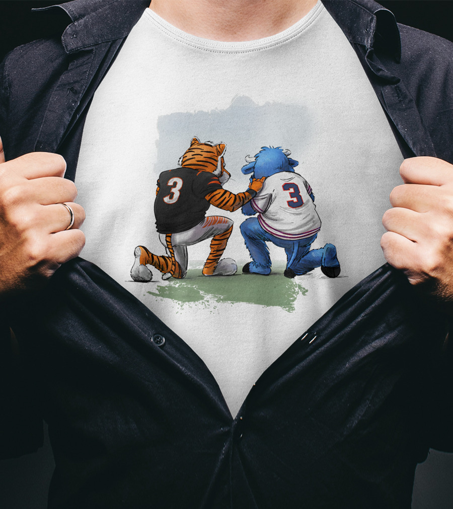 Dey Pray Together Kevin Necessary Cincinnati Bengals Buffalo Bills Mascots Number 3 T-Shirt