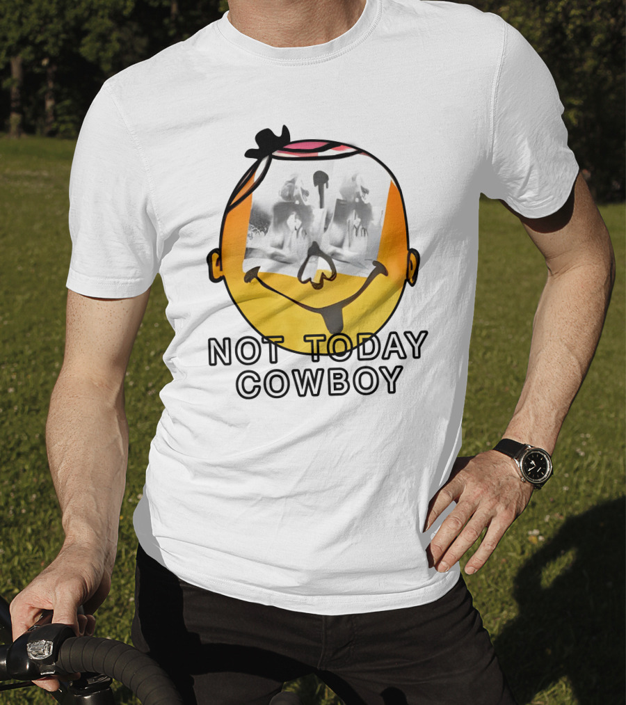 Not Today Cowboy Smiley With Abstract Overlay T-Shirt
