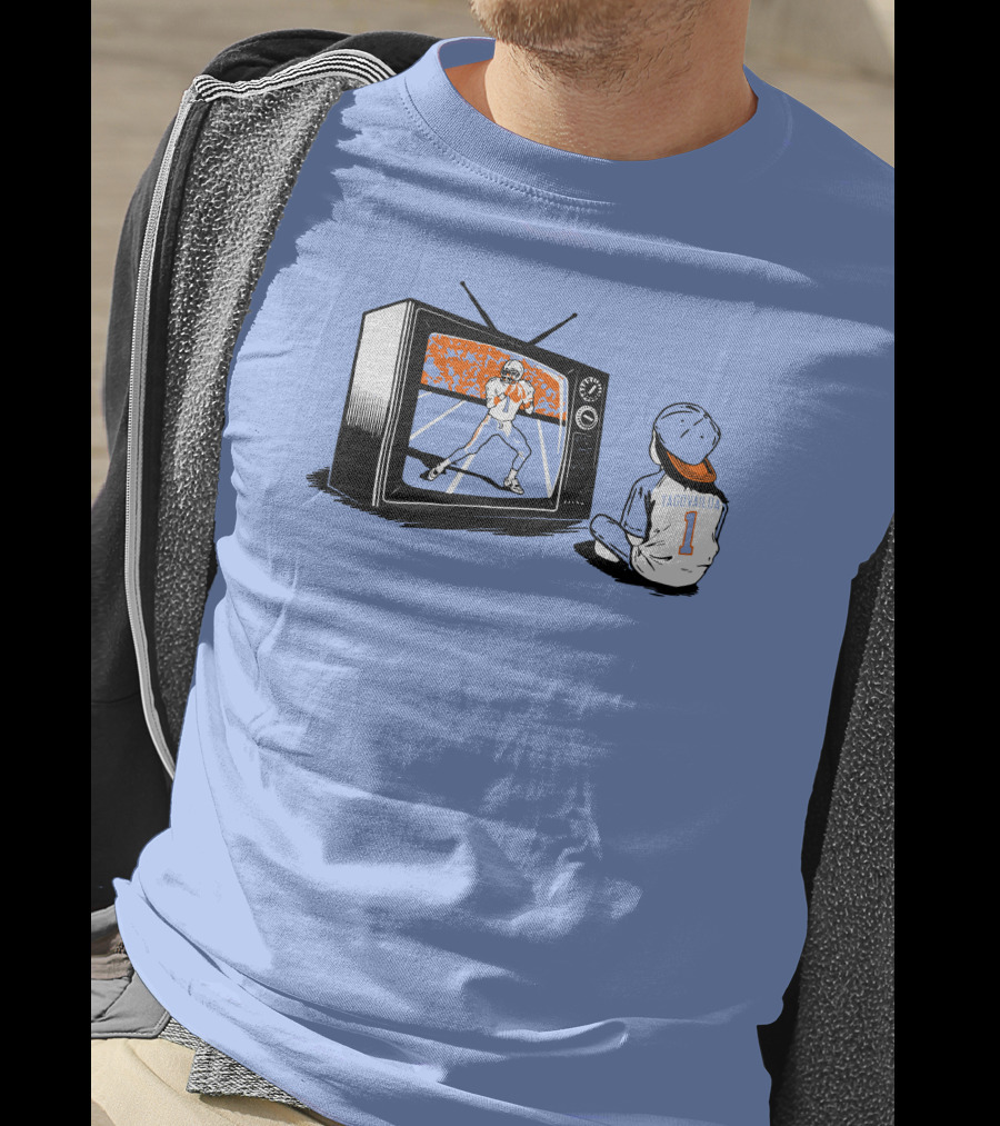 Vibz Idols Tagovailoa Football Fan Watching Retro TV T-Shirt