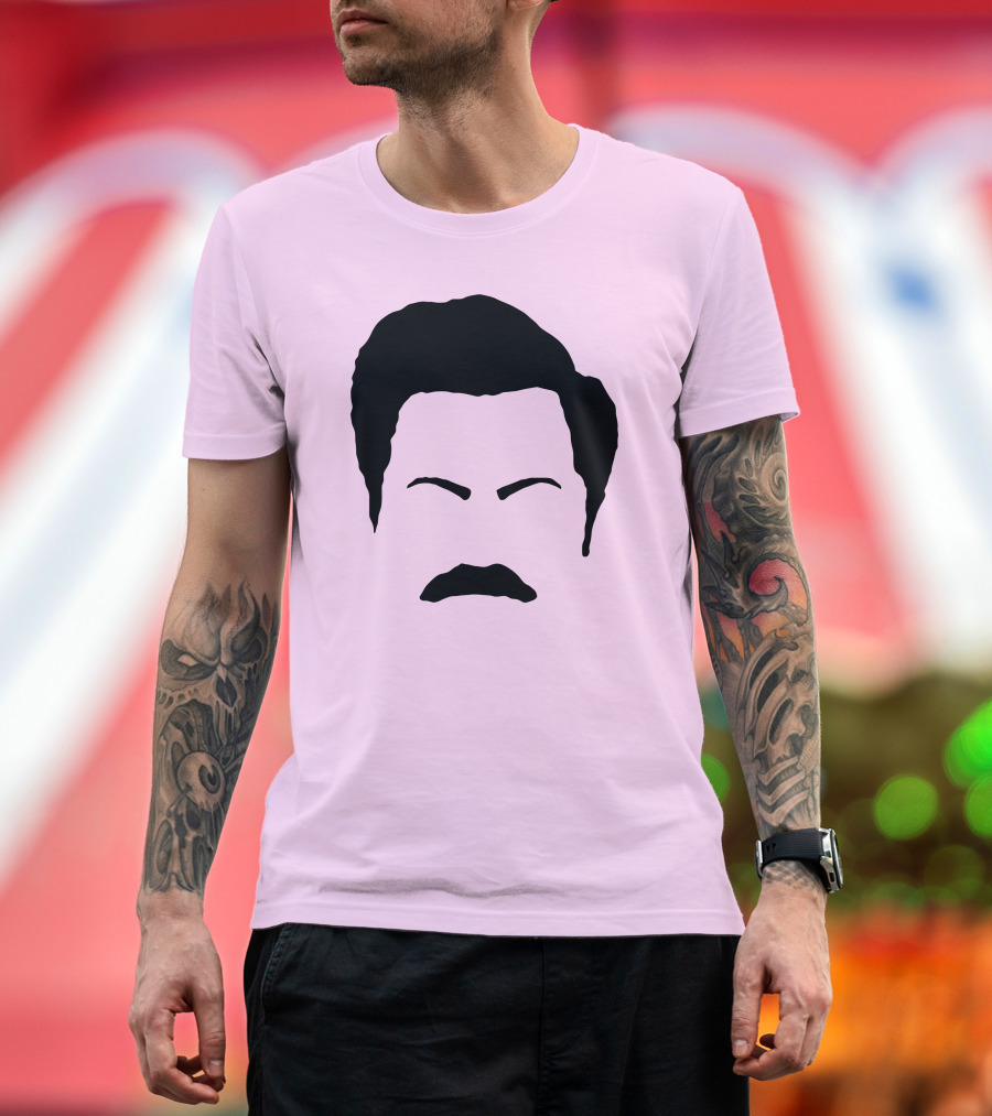Ron Swanson Mustache Face Silhouette Parks And Recreation T-Shirt