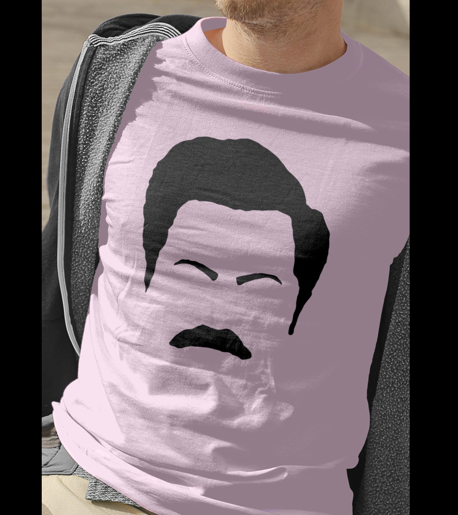 Ron Swanson Mustache Face Silhouette Parks And Recreation T-Shirt