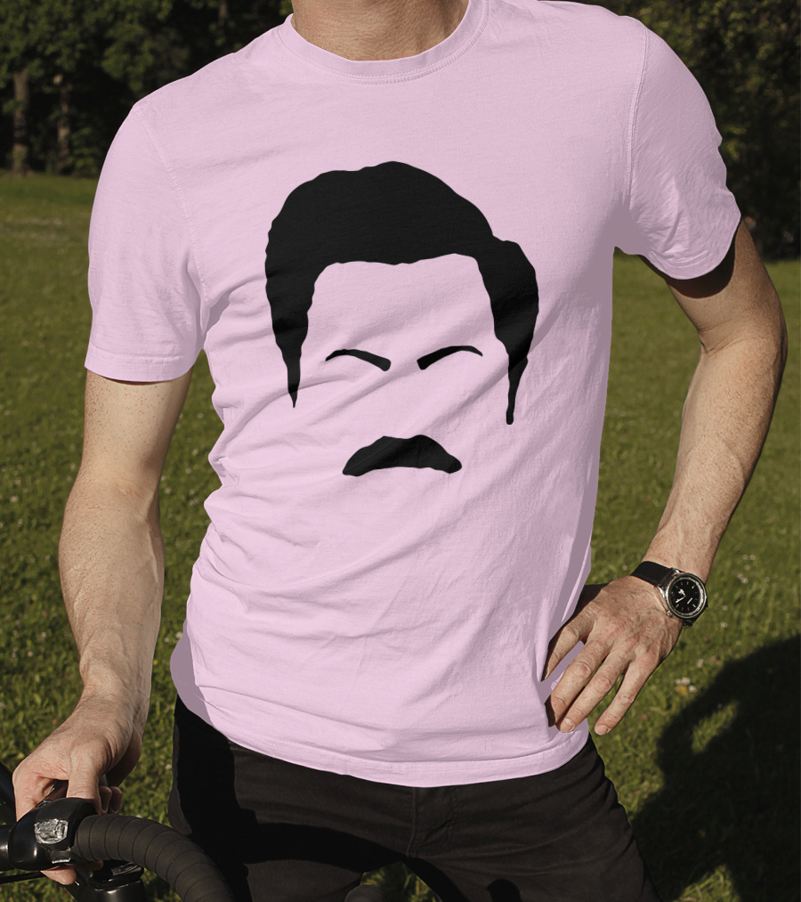 Ron Swanson Mustache Face Silhouette Parks And Recreation T-Shirt