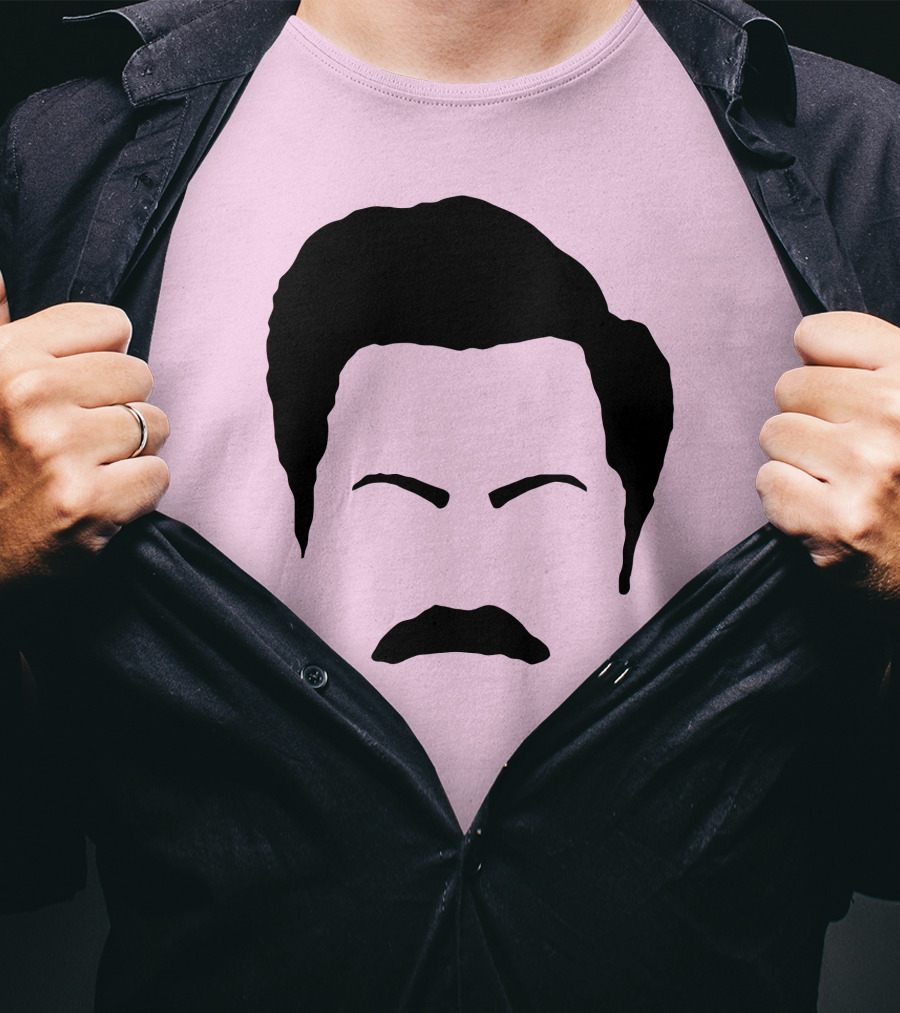 Ron Swanson Mustache Face Silhouette Parks And Recreation T-Shirt