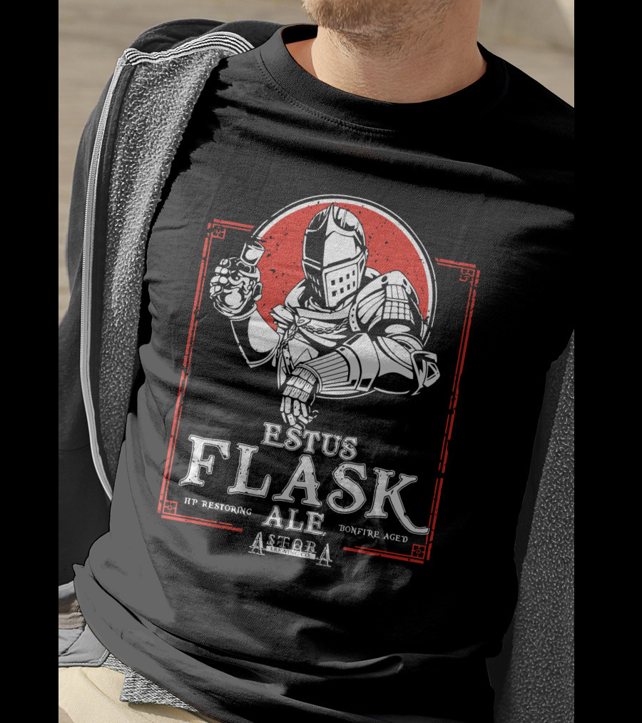 Estus Flask Ale HP Restoring Bonfire Aged Astora Art Wing Co T-Shirt
