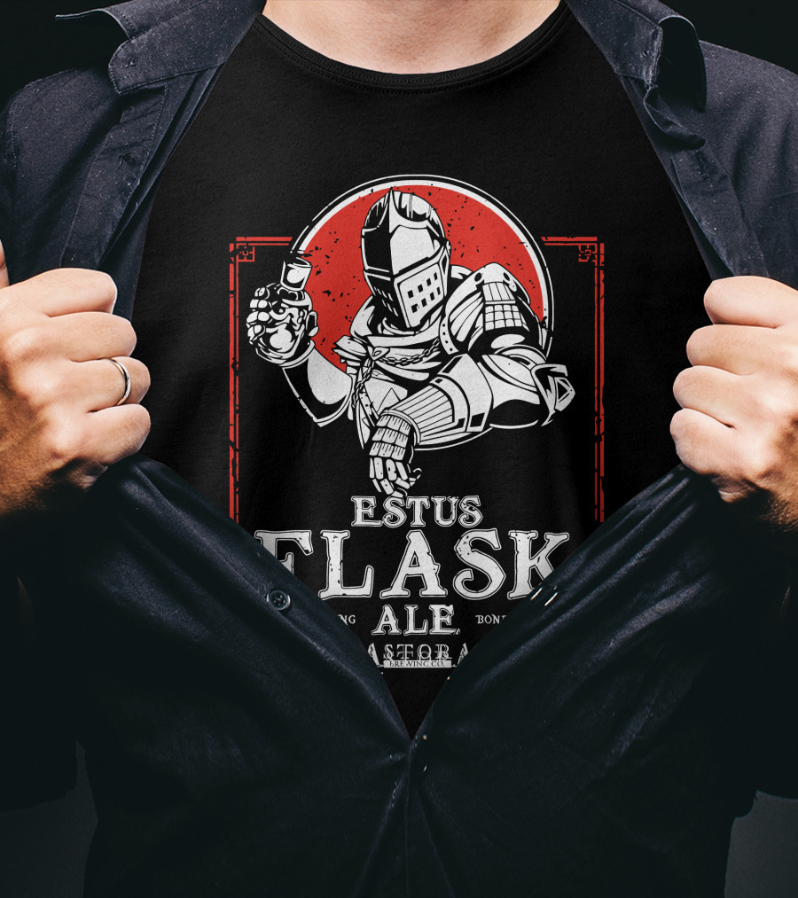Estus Flask Ale HP Restoring Bonfire Aged Astora Art Wing Co T-Shirt