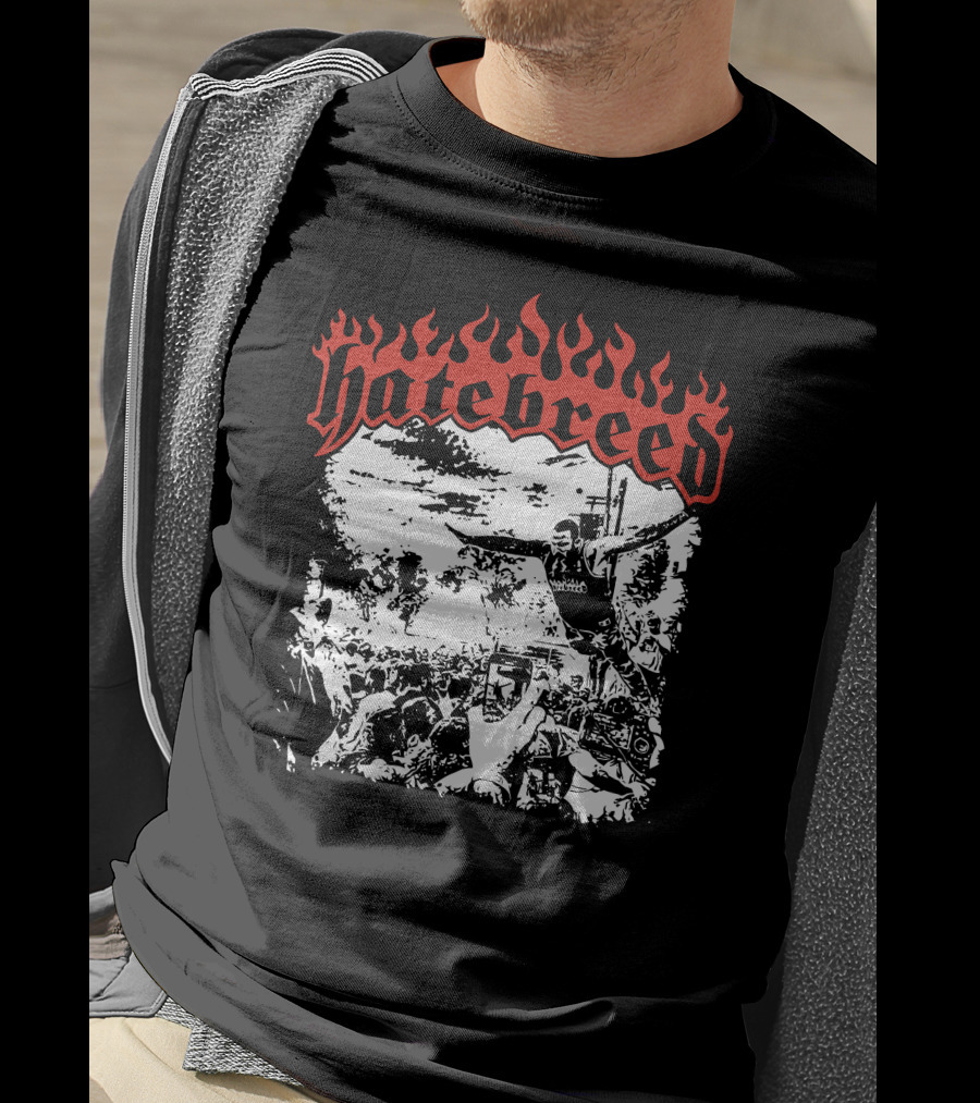Hatebreed Flaming Logo Brody Dive Concert Crowd Scene T-Shirt