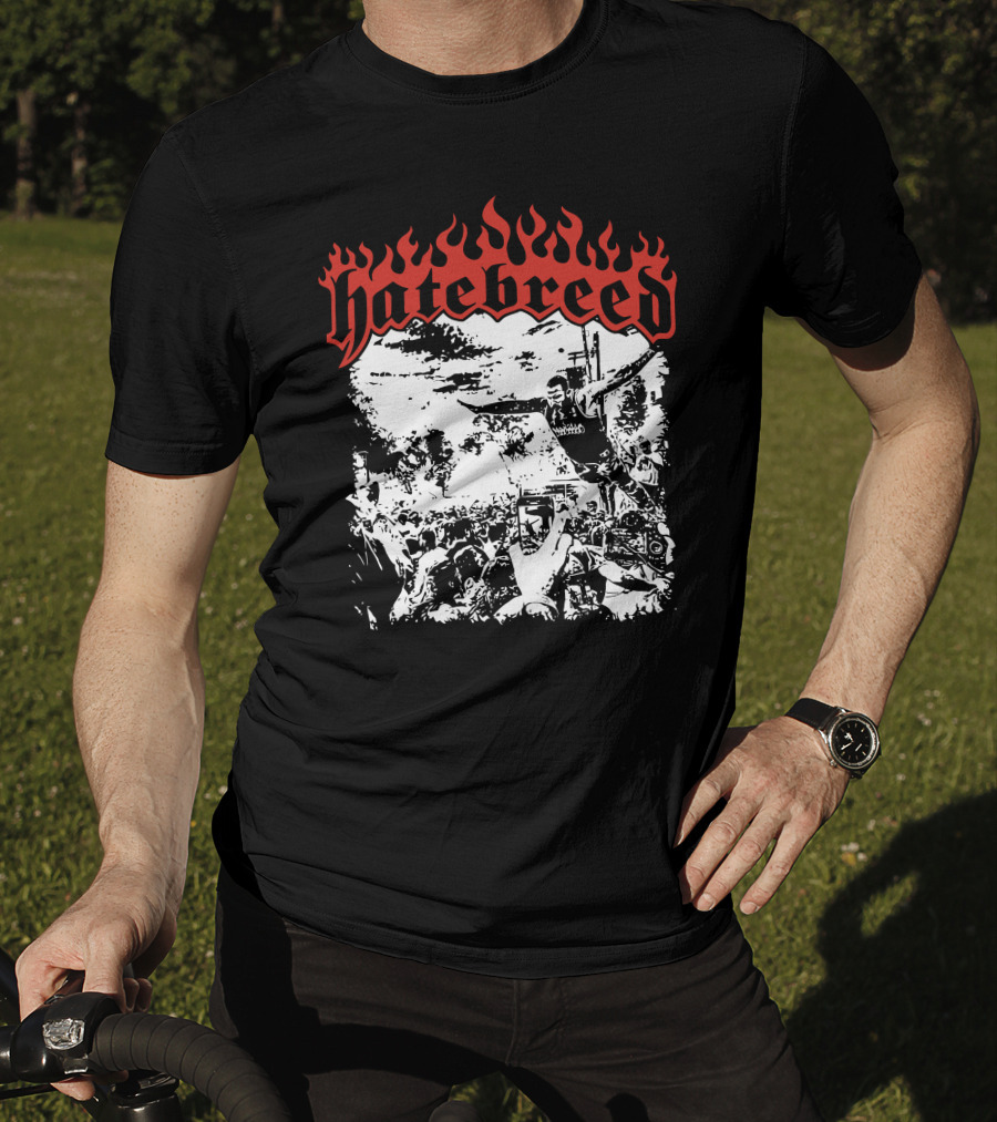 Hatebreed Flaming Logo Brody Dive Concert Crowd Scene T-Shirt