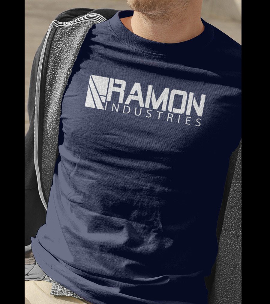 RAMON INDUSTRIES Logo Navy Blue Background T-Shirt