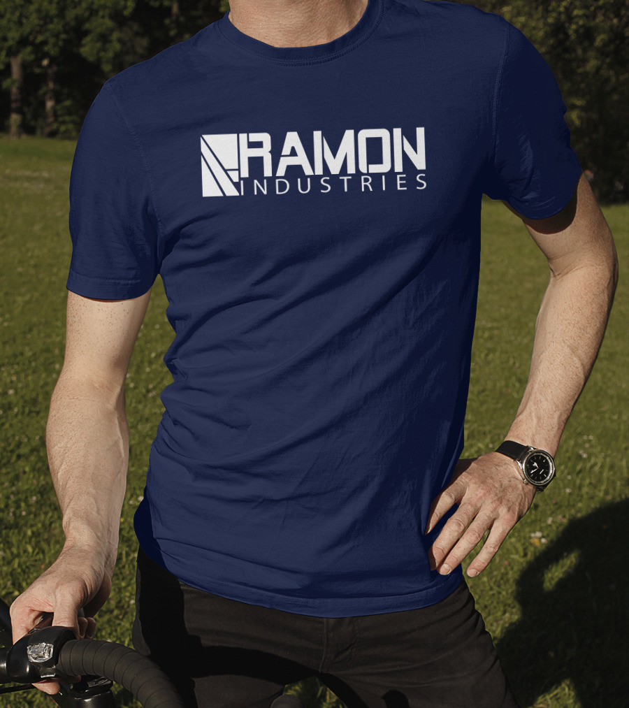 RAMON INDUSTRIES Logo Navy Blue Background T-Shirt