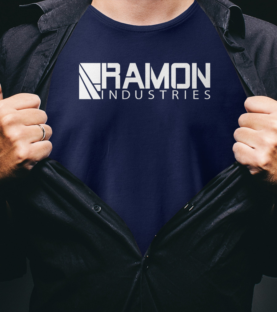 RAMON INDUSTRIES Logo Navy Blue Background T-Shirt
