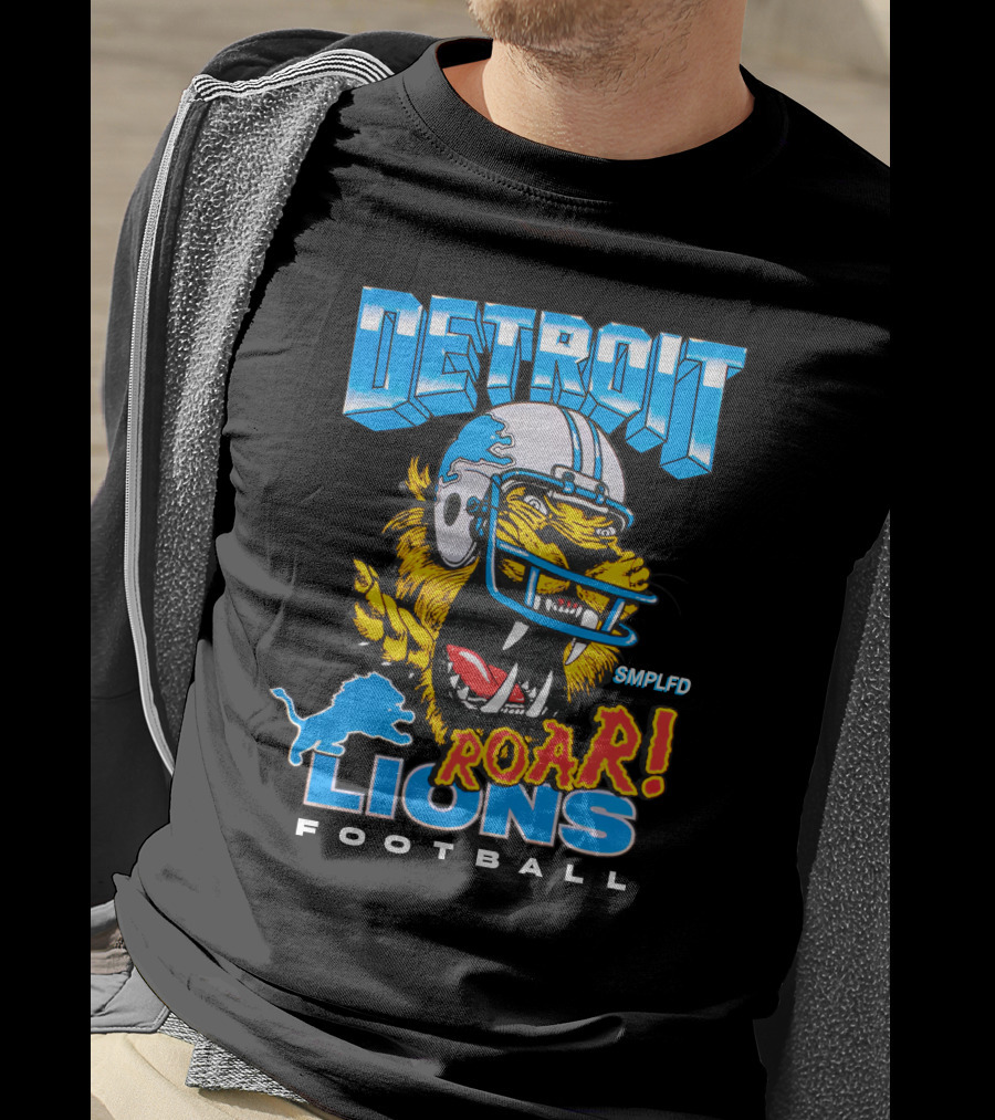Detroit Lions SMPLFD Roar Football T-Shirt