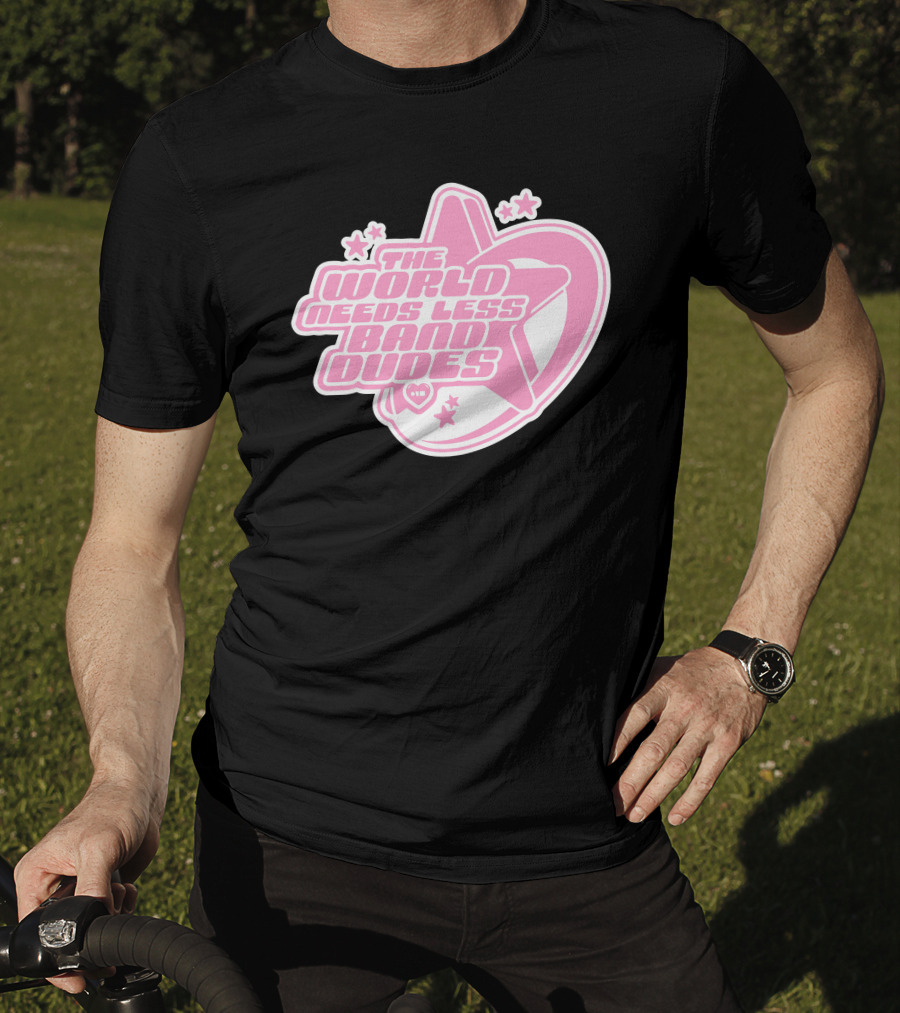 The World Needs Less Band Dudes Star Heart Pink Graphics T-Shirt