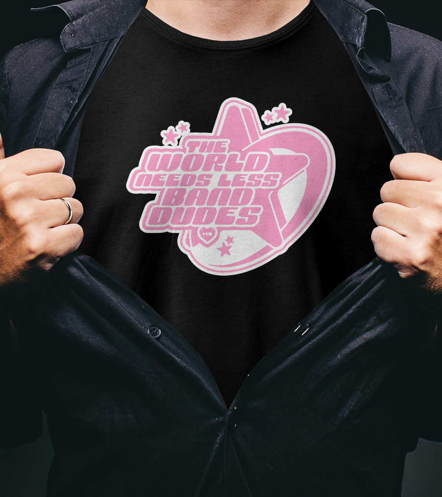 The World Needs Less Band Dudes Star Heart Pink Graphics T-Shirt