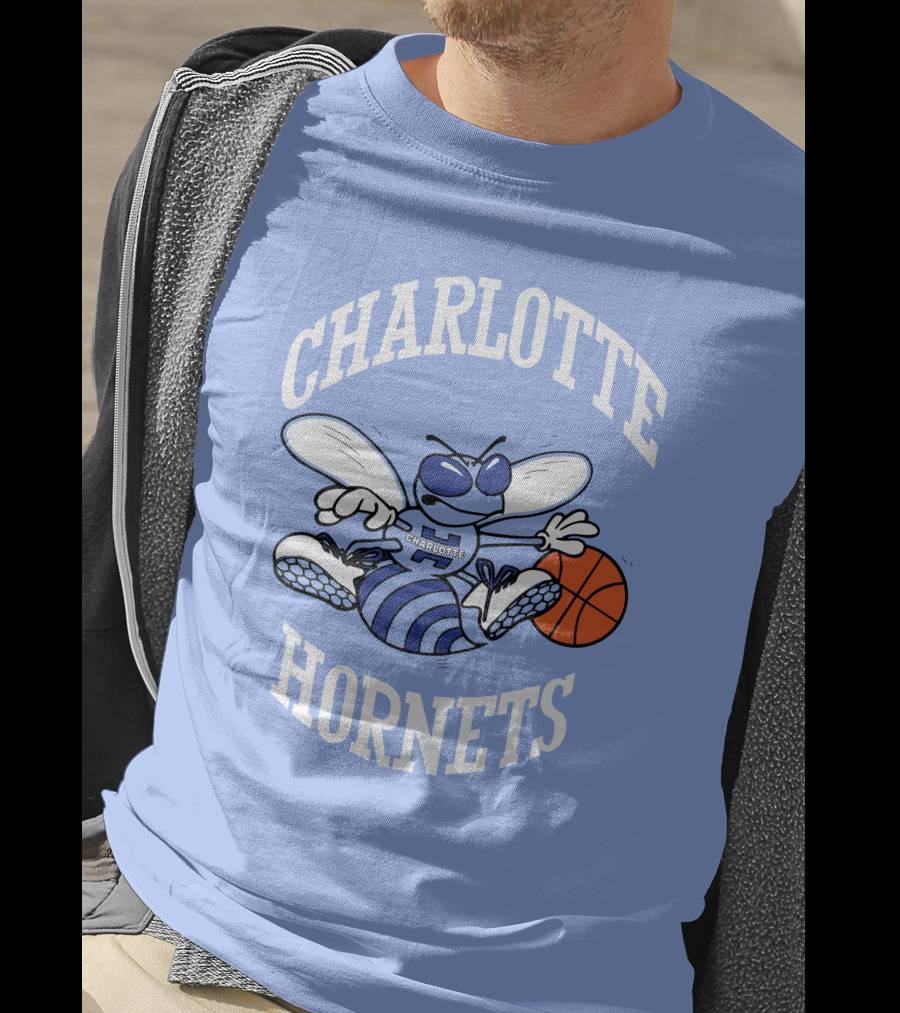 Charlotte Hornets Buzzing Basketball Mascot T-Shirt