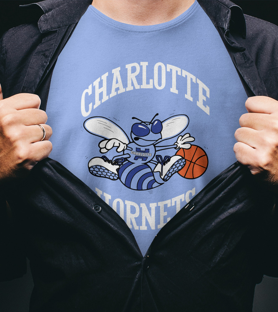 Charlotte Hornets Buzzing Basketball Mascot T-Shirt