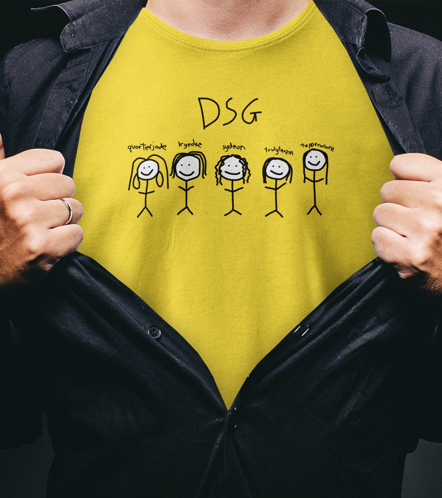 DSG Quarterjade Kyedae Sydeon Trulytenzin Tupperware Stick Figure Characters T-Shirt