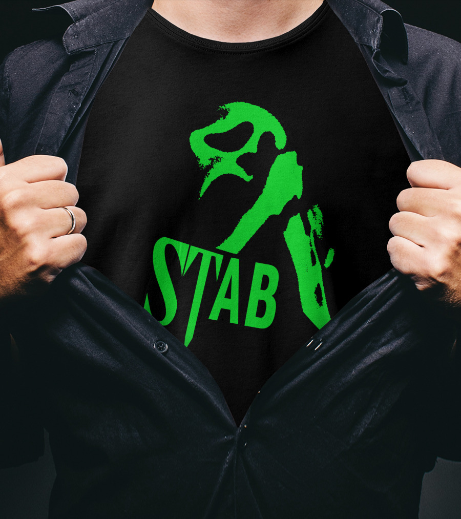 Ghostface Stab Green Mask Dripping Knife T-Shirt