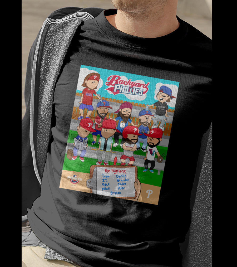 Backyard Phillies Opening Day Fightins Team Names Player Icons T-Shirt