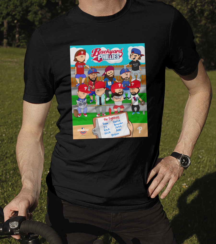 Backyard Phillies Opening Day Fightins Team Names Player Icons T-Shirt