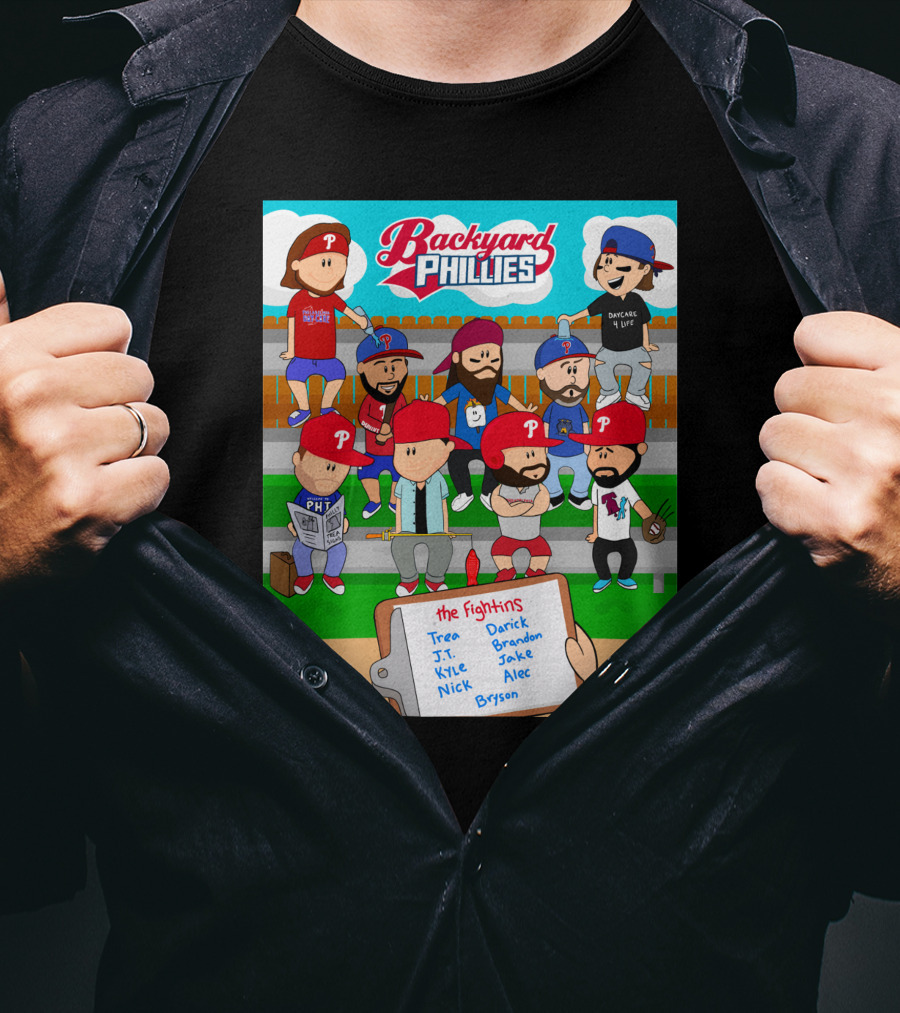 Backyard Phillies Opening Day Fightins Team Names Player Icons T-Shirt