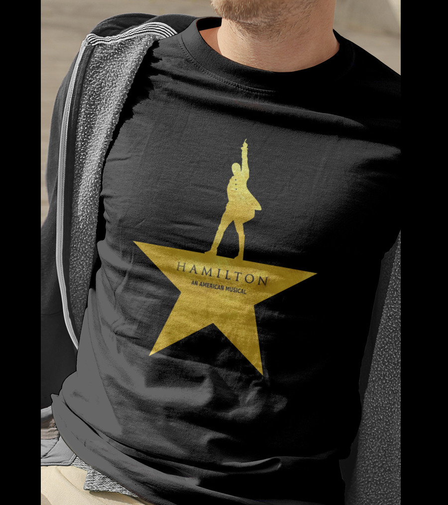 HAMILTON An American Musical Gold Star Icon Logo Standing Figure T-Shirt