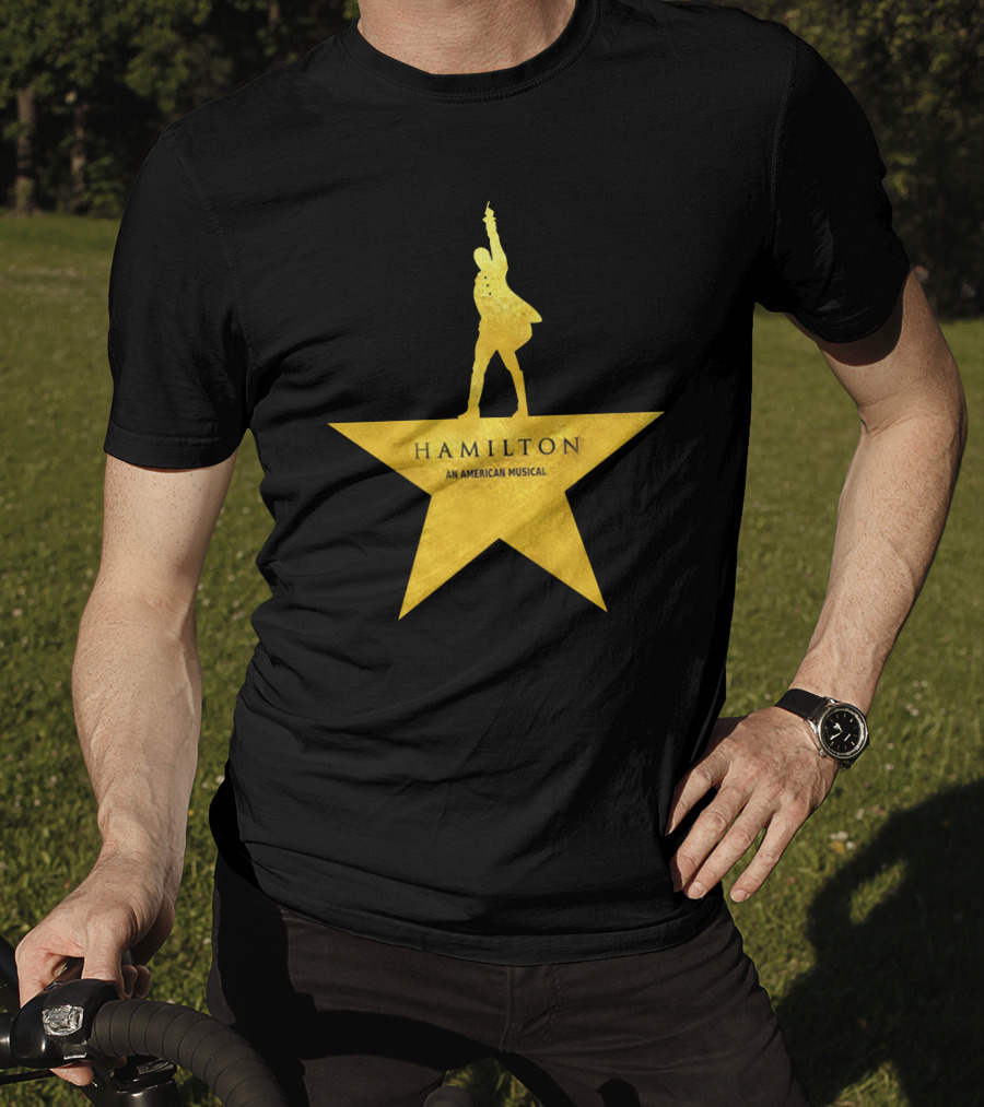 HAMILTON An American Musical Gold Star Icon Logo Standing Figure T-Shirt