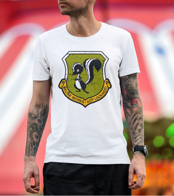 Premium T-Shirt: Skunk Works ADP Lockheed Vintage Emblem Badge T-Shirt Skunk Works ADP Lockheed Vintage Emblem Badge T-Shirt