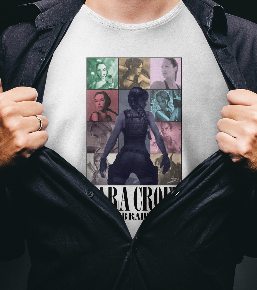 Lara Croft Character Evolution Through The Tomb Raider Eras T-Shirt
