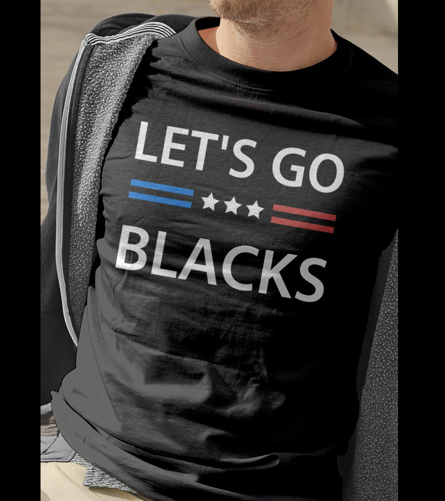 LET'S GO BLACKS Stars Blue Red Stripes T-Shirt