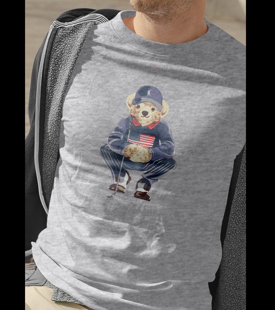 Justin Thomas Polo Golf Bear USA Flag T-Shirt