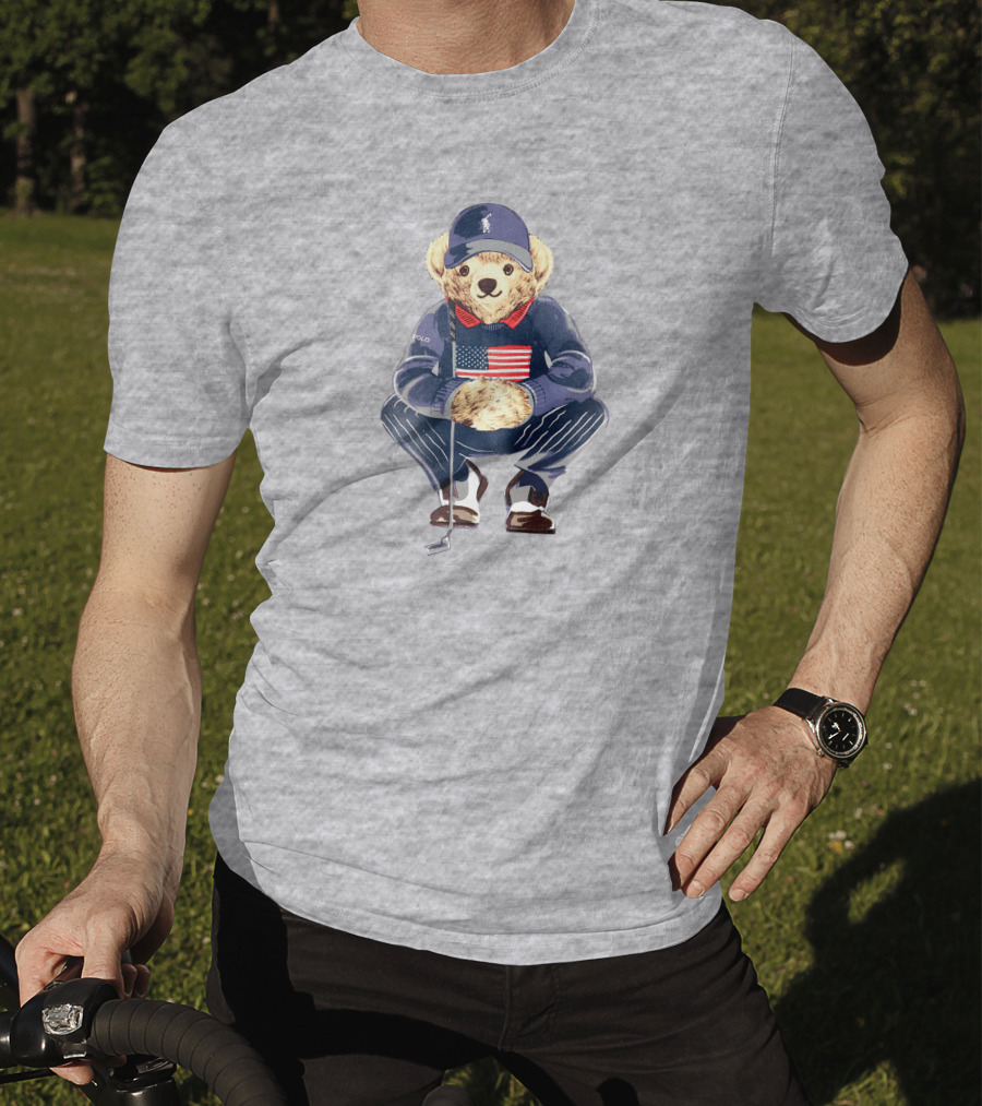 Justin Thomas Polo Golf Bear USA Flag T-Shirt