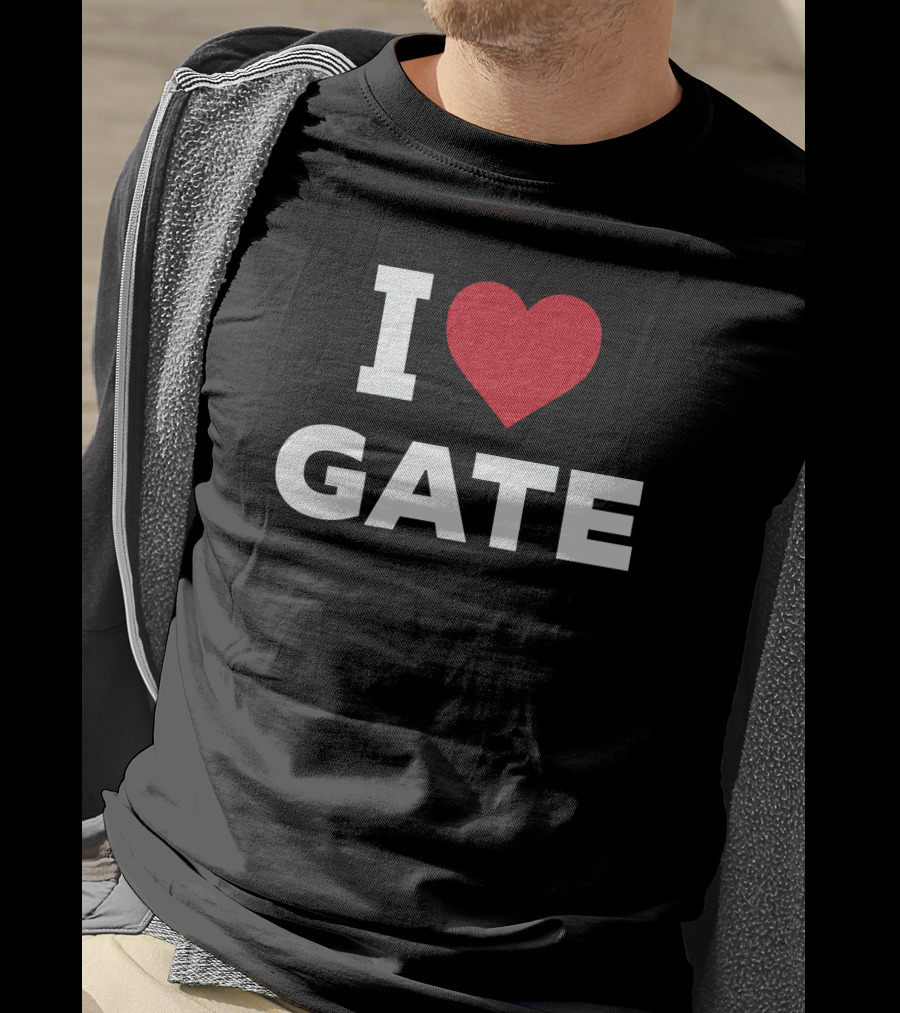 I Love Gate Red Heart Icon Text T-Shirt