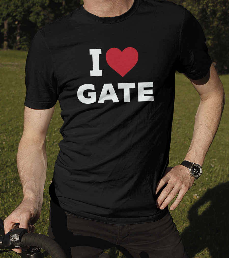 I Love Gate Red Heart Icon Text T-Shirt