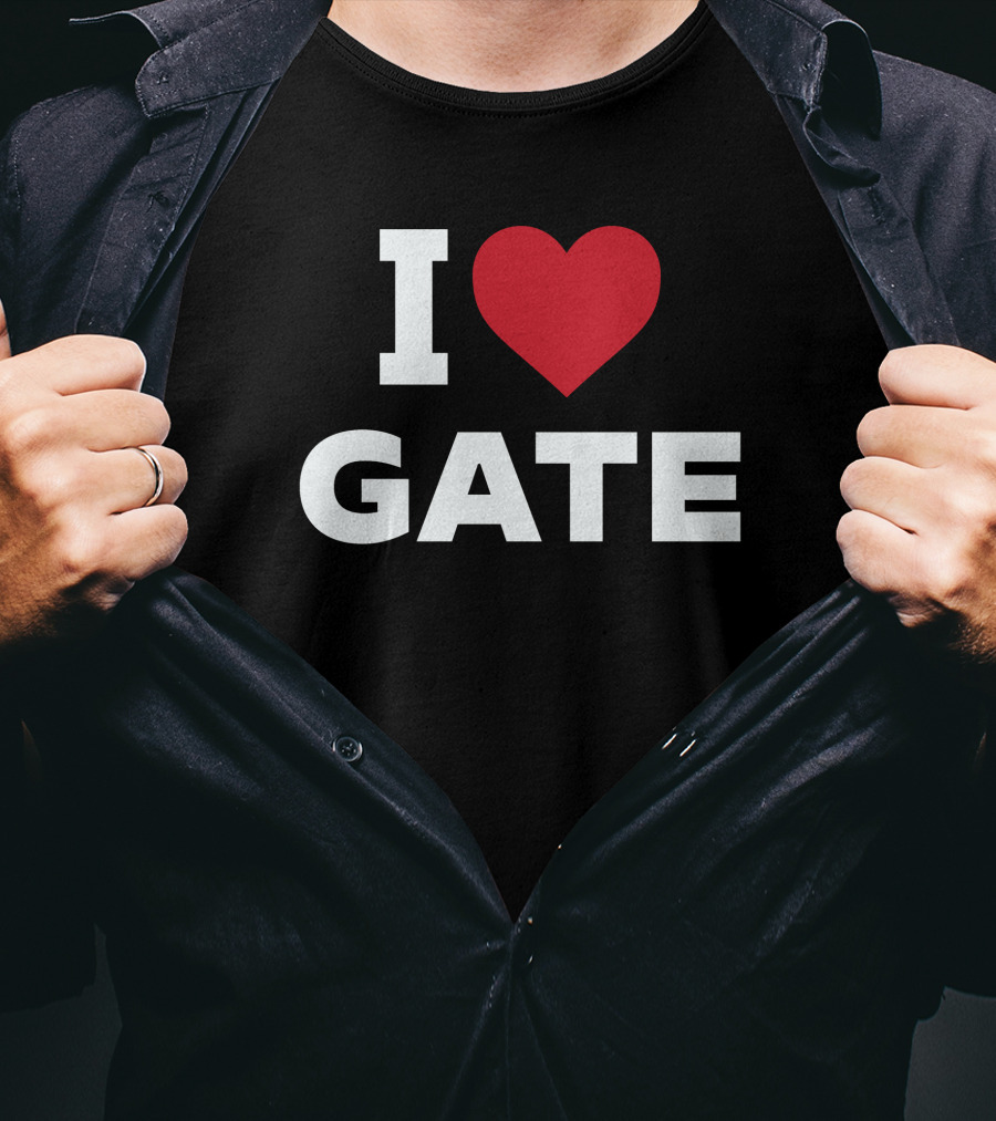 I Love Gate Red Heart Icon Text T-Shirt