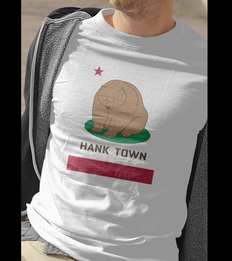 Hank Town California Bear Star Green Brown Red T-Shirt