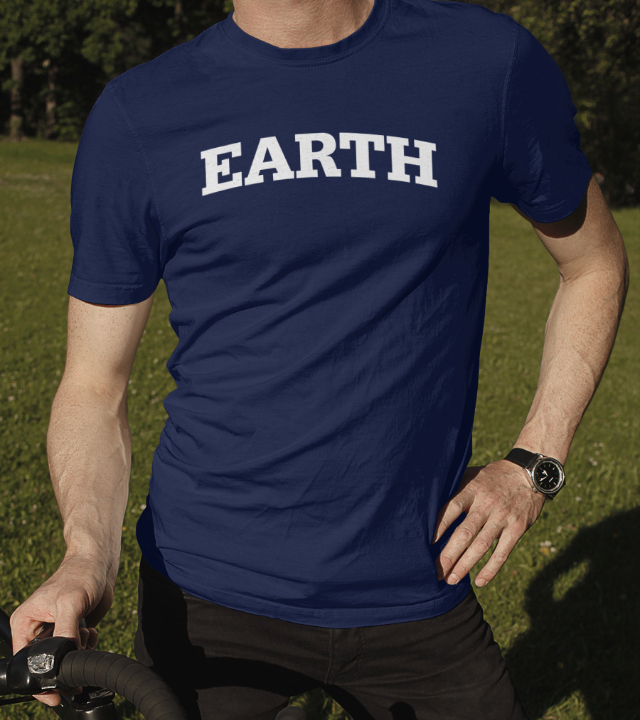 Cotton Bureau Earth Bold Text Navy T-Shirt