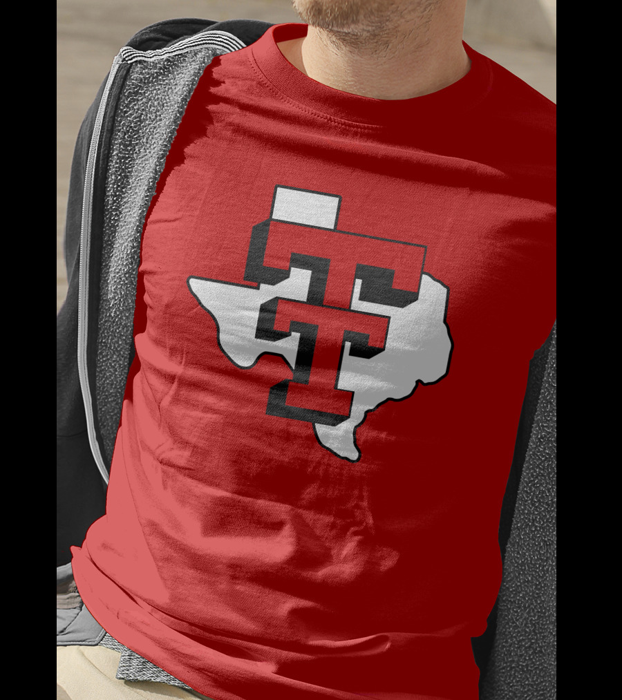 Texas Tech Red Raiders Double T Texas Outline T-Shirt