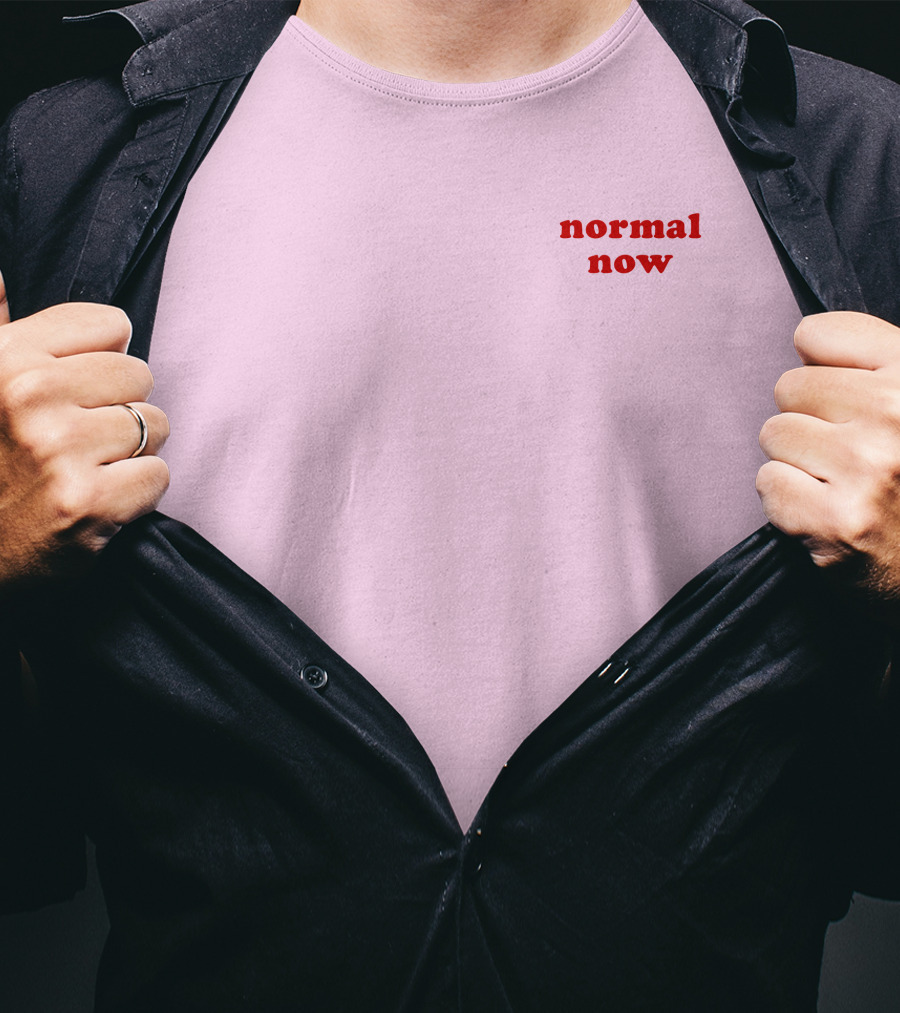Normal Now Text Red On Light Pink T-Shirt