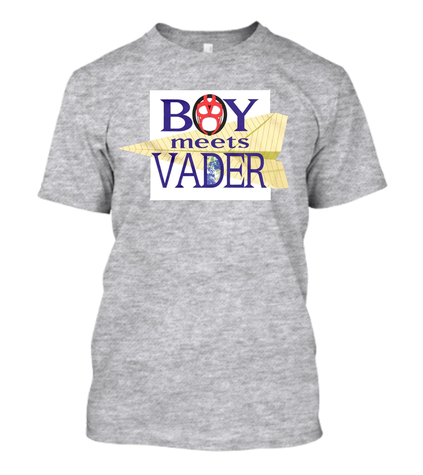 BOY Meets VADER Star Wars Parody Earth Paper Plane T-Shirt