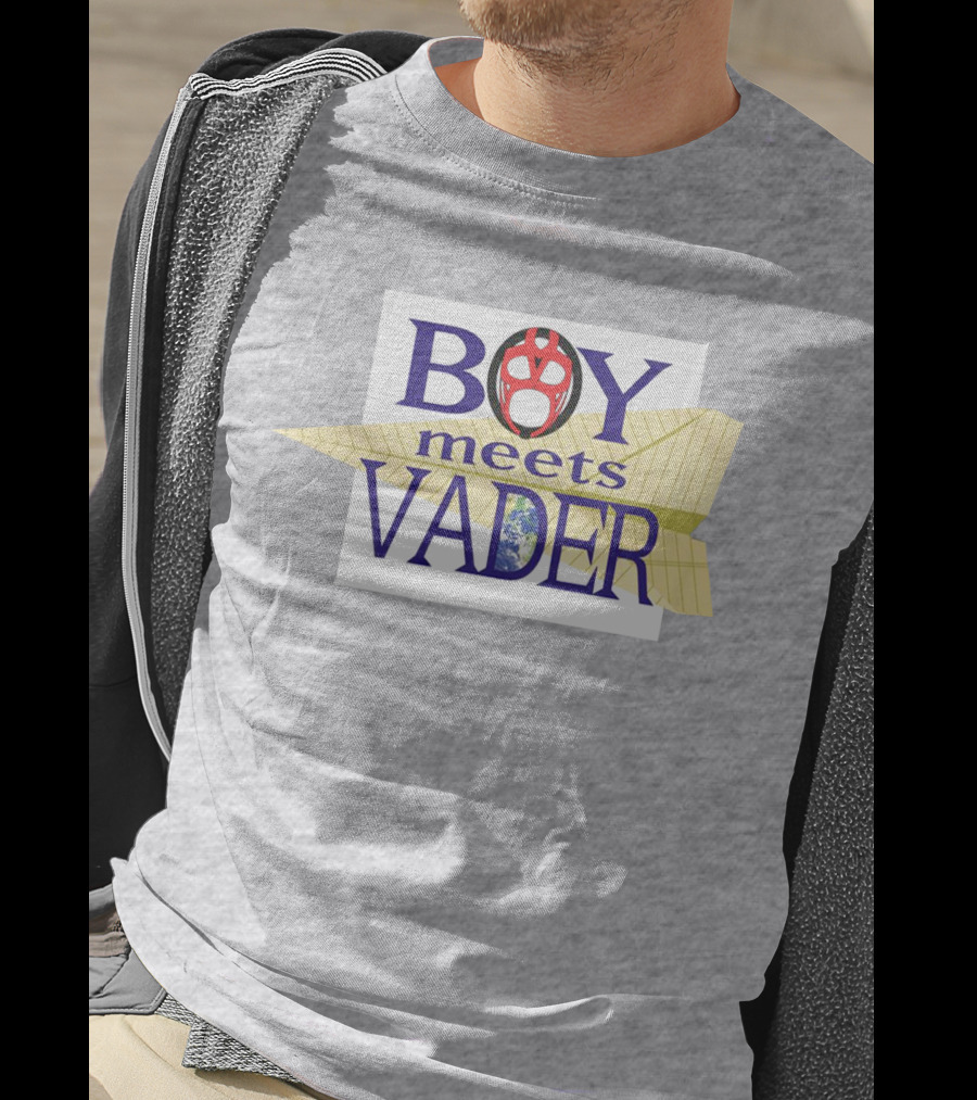 BOY Meets VADER Star Wars Parody Earth Paper Plane T-Shirt