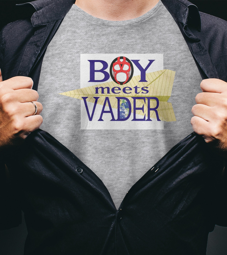 BOY Meets VADER Star Wars Parody Earth Paper Plane T-Shirt