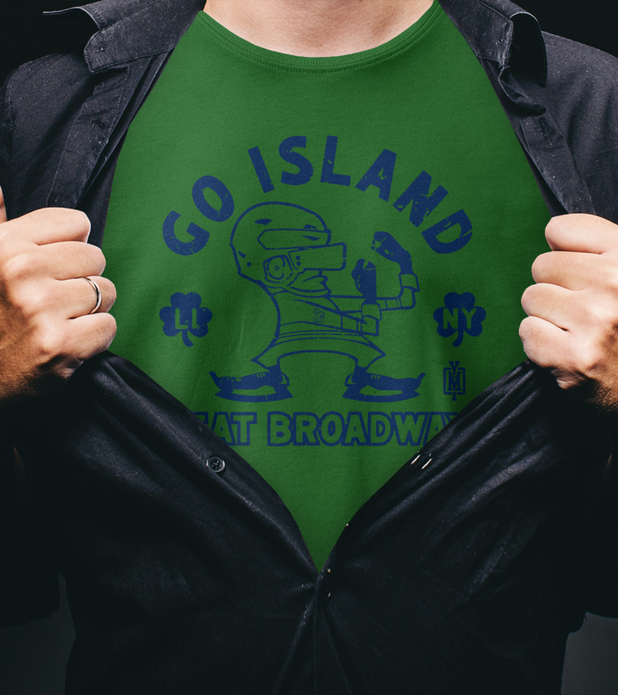 Go Island Beat Broadway NY LI Helmets Yes Men Outfitters T-Shirt