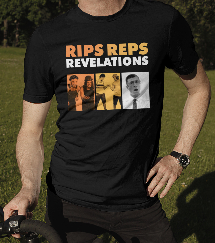 Rips Reps Revelations Classic Comedy Flexing Surprised Expression T-Shirt