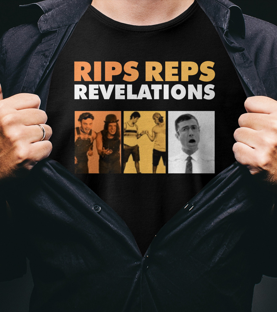 Rips Reps Revelations Classic Comedy Flexing Surprised Expression T-Shirt