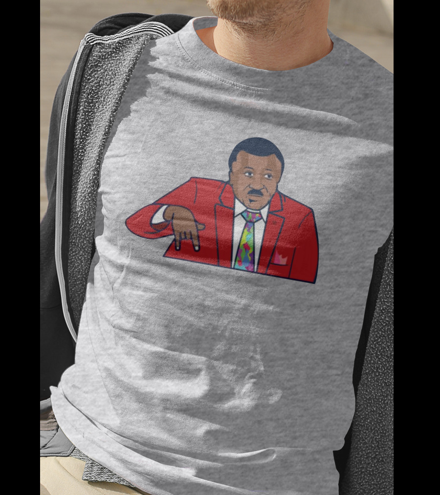 Basketball Analyst Fashion Red Suit Icon Horns Down Gesture T-Shirt