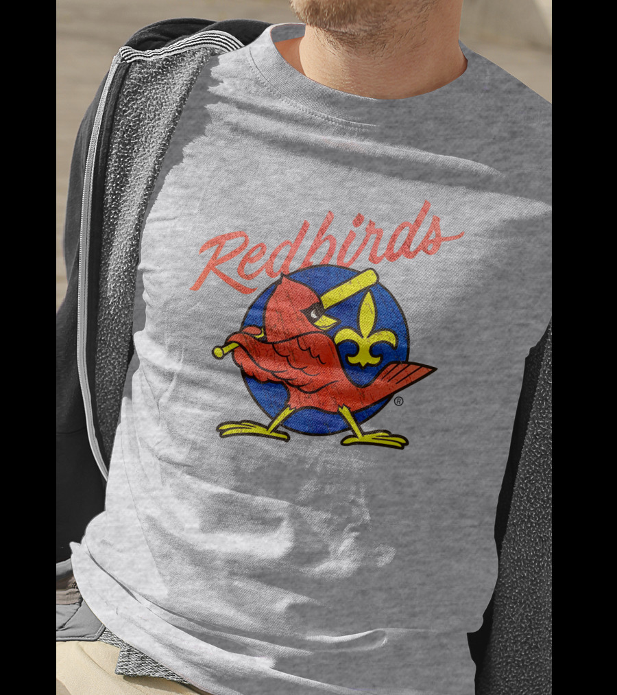 Redbirds Vintage Throwback Blue Circle Fleur-de-Lis T-Shirt